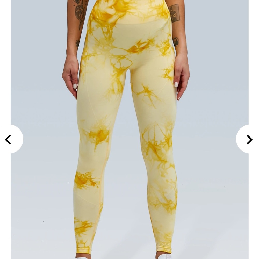 Fastarry yellow tie dye leggings